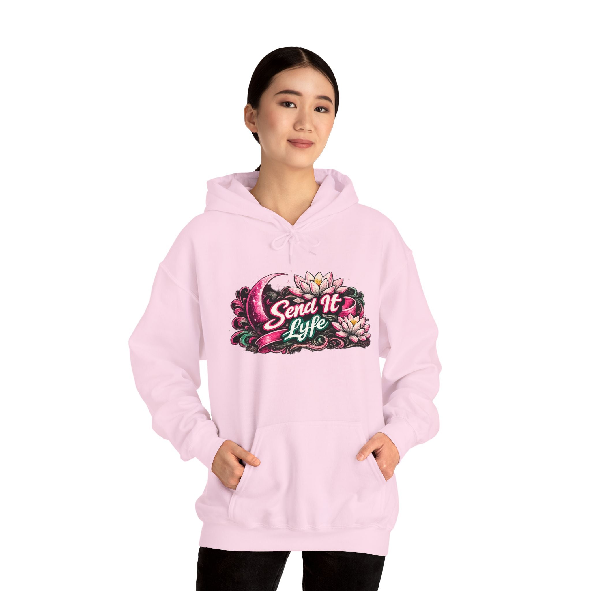 Hoodie — "Send It Lyfe" Floral Moon Graphic Hoodie