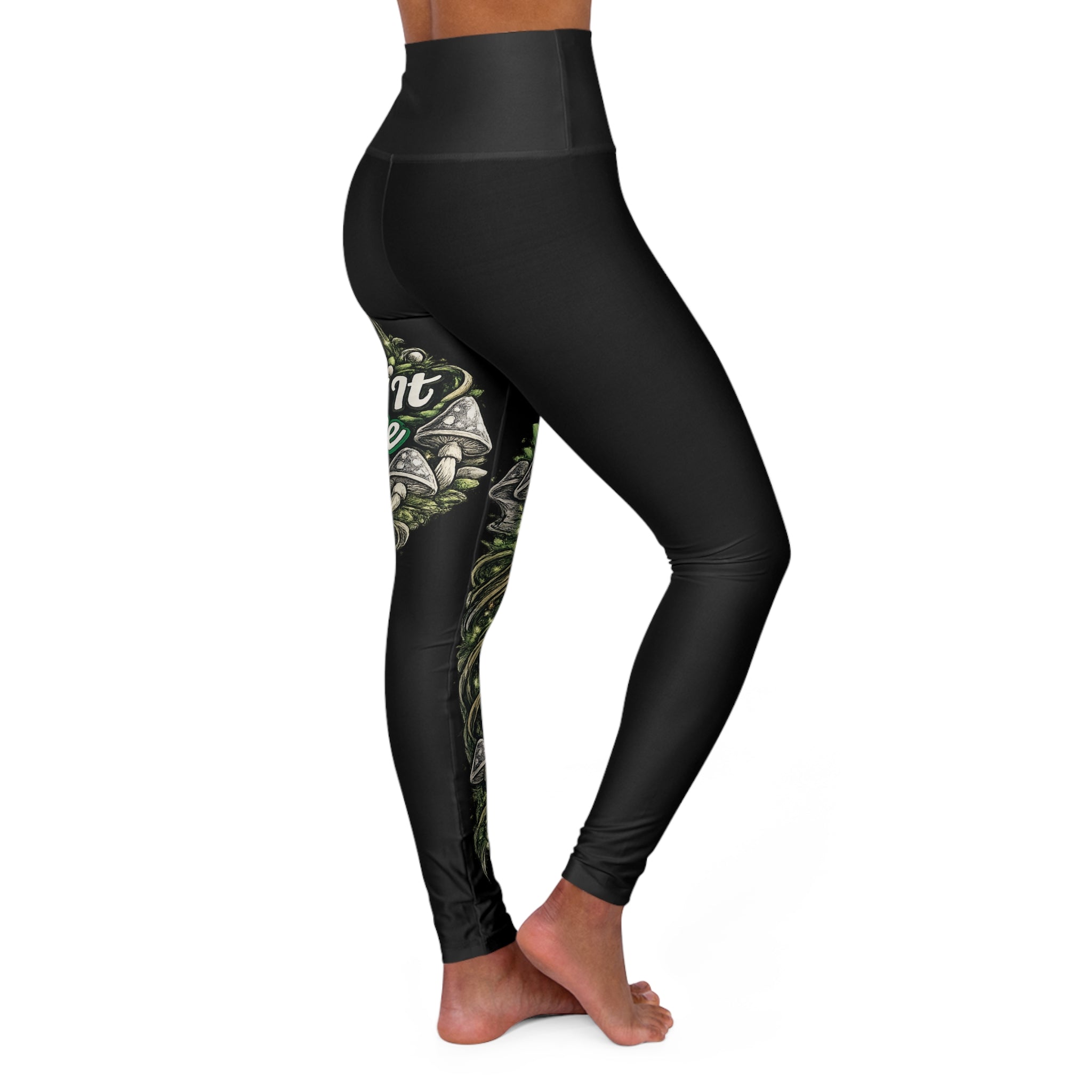 "Send It Lyfe" High-Waisted Yoga Leggings — Green Mandala