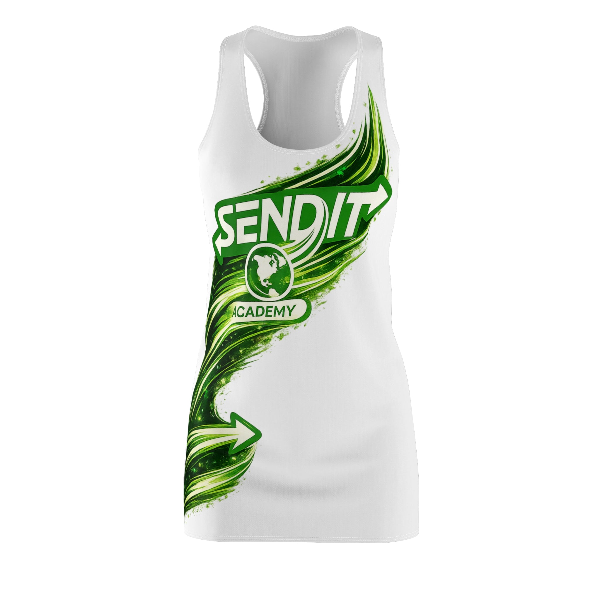 "Send It Academy" White Racerback Dress