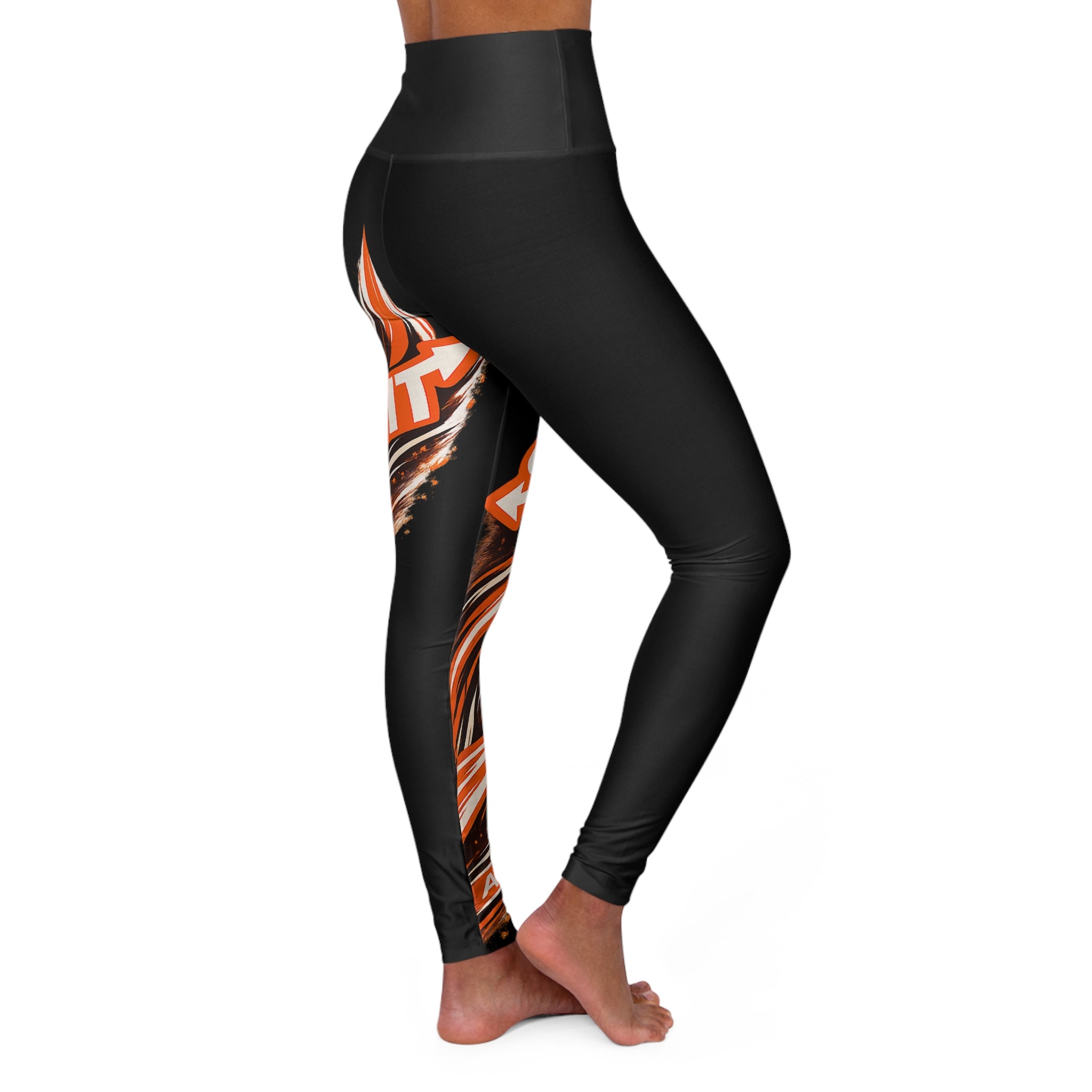 "Amazon A2Z" Yoga High-Waisted Leggings - Orange Swirl