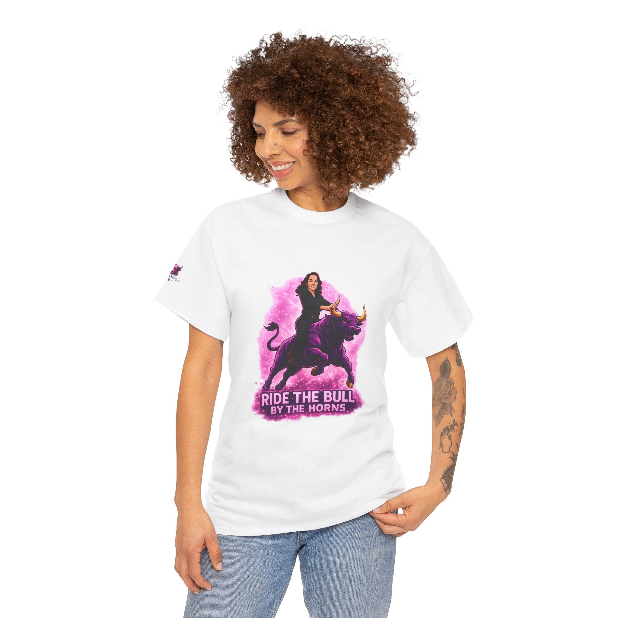 "Ride the Bull by the Horns" Womens Bullishmoon Tee — Empowerment Graphic T-Shirt