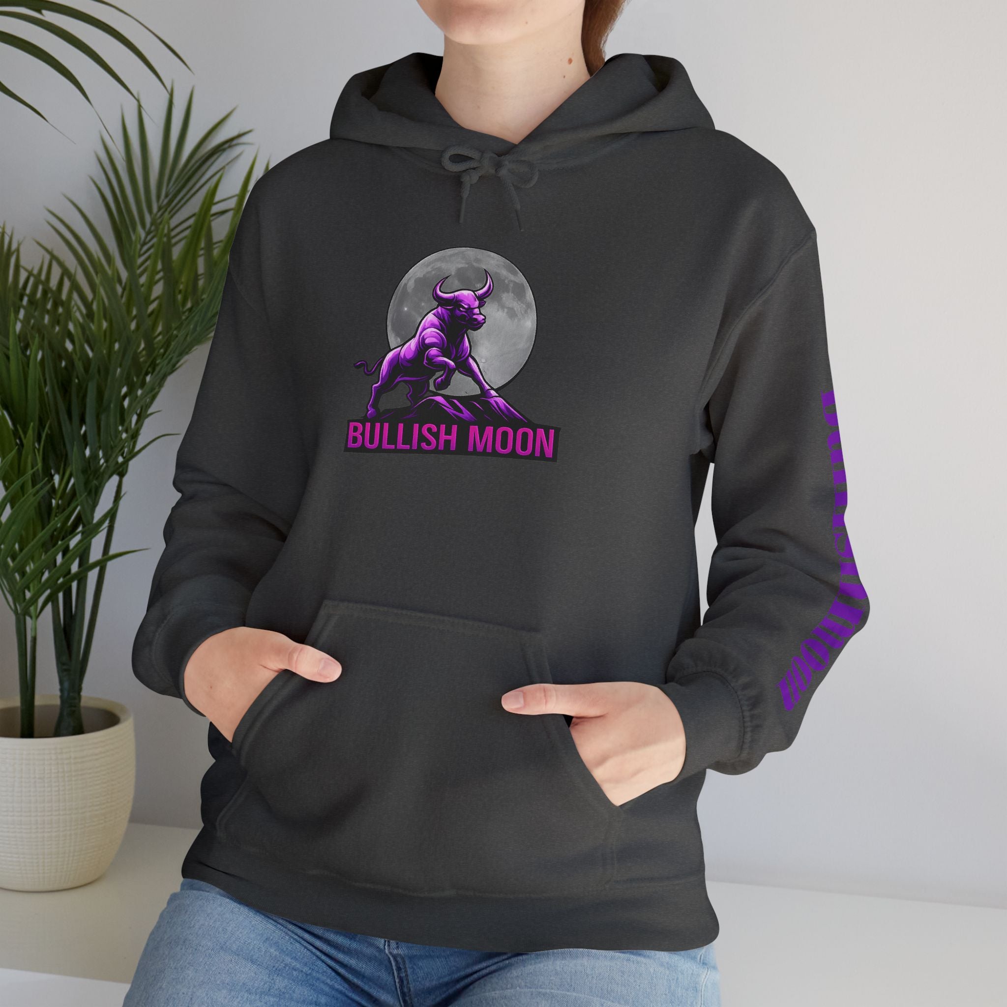Bullish Moon Hoodie — Purple Bull Graphic Hooded Sweatshirt