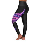 "Bullish Moon" High-Waist Yoga Leggings — Purple Galaxy Moon Print