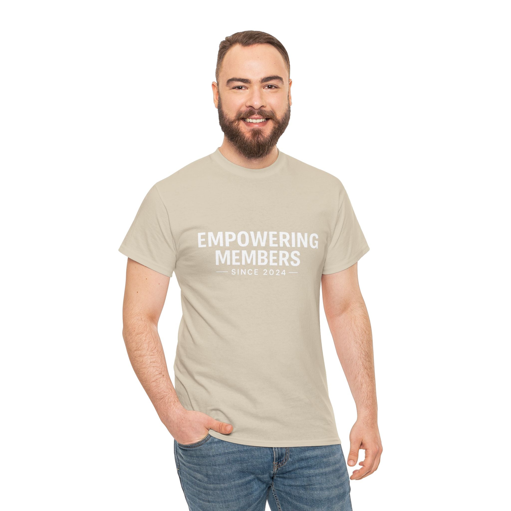 Empowering Members Tee — Minimalist Inspirational Graphic Shirt ("Empowering Members Since 2024")
