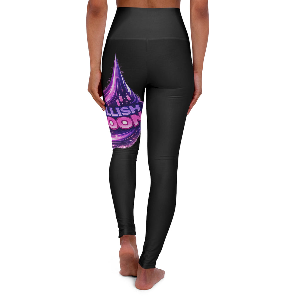 "Bullish Moon" High-Waist Yoga Leggings — Purple Galaxy Moon Print