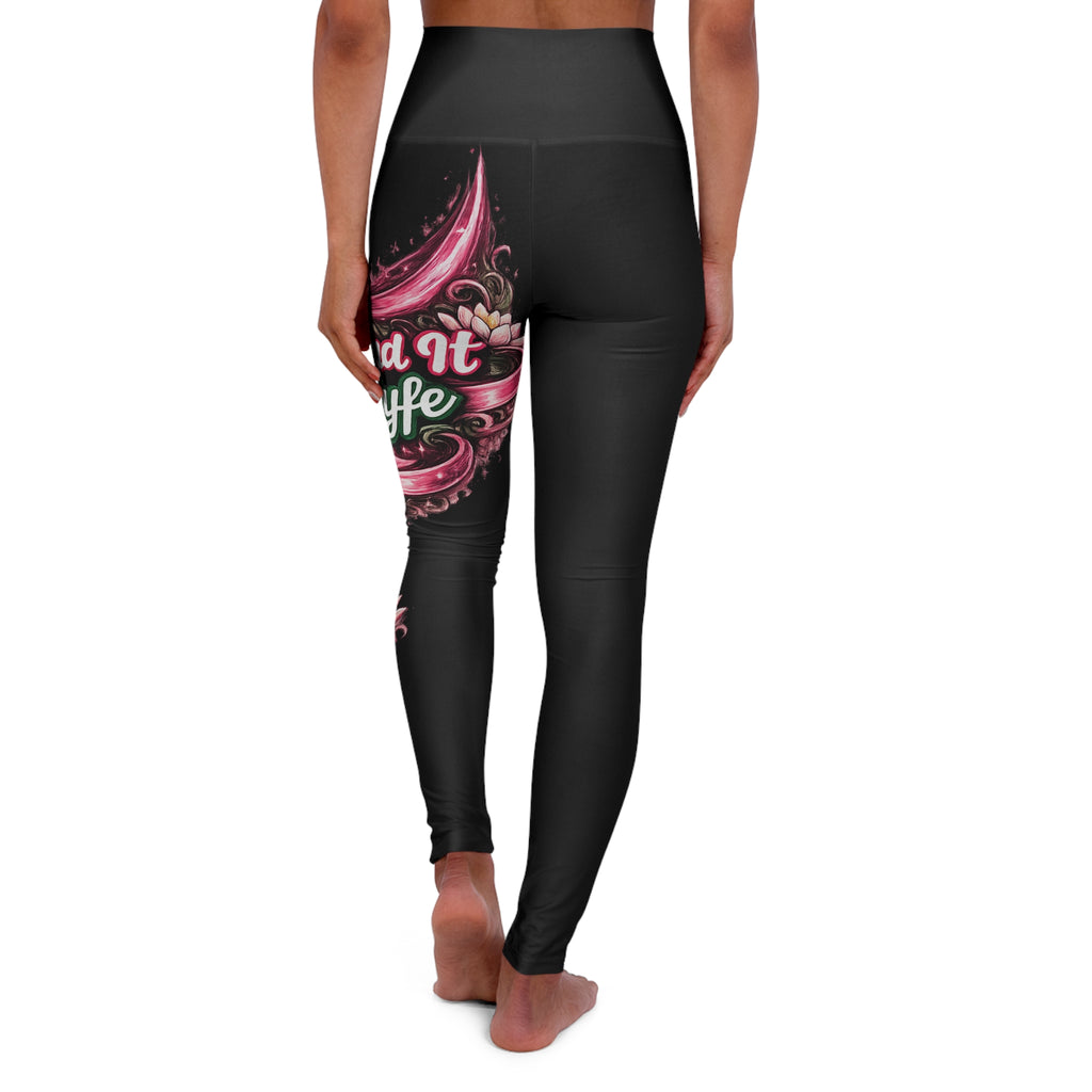 "Send It" Pink Flower Yoga Leggings — High Waist Floral 'Self Love' Side Print