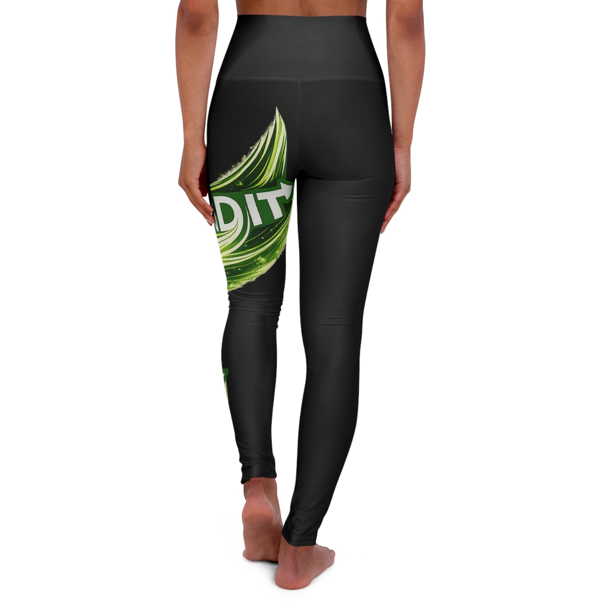 "Send It" High-Waist Yoga Leggings — Green Swirl