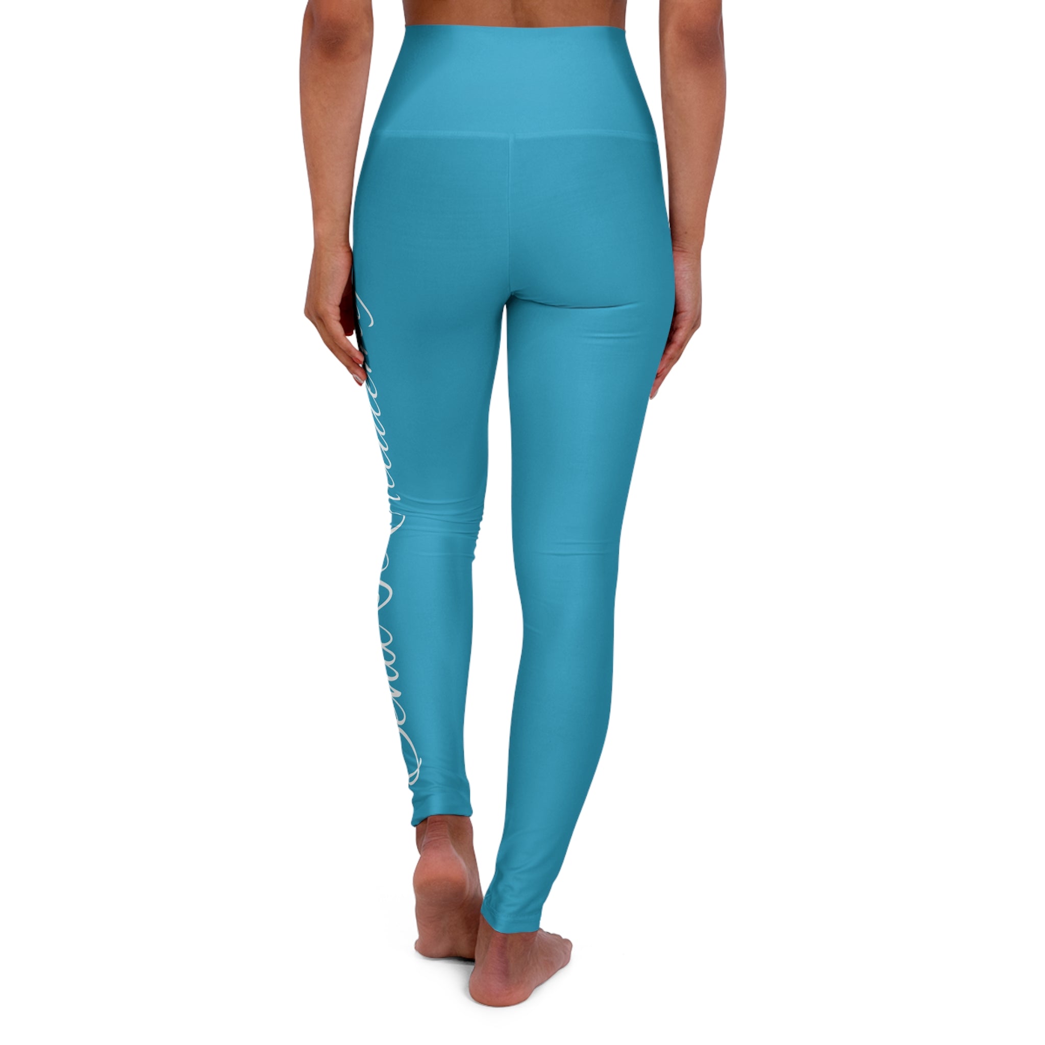 "Send It Academy" Turquoise High Waisted Yoga Leggings