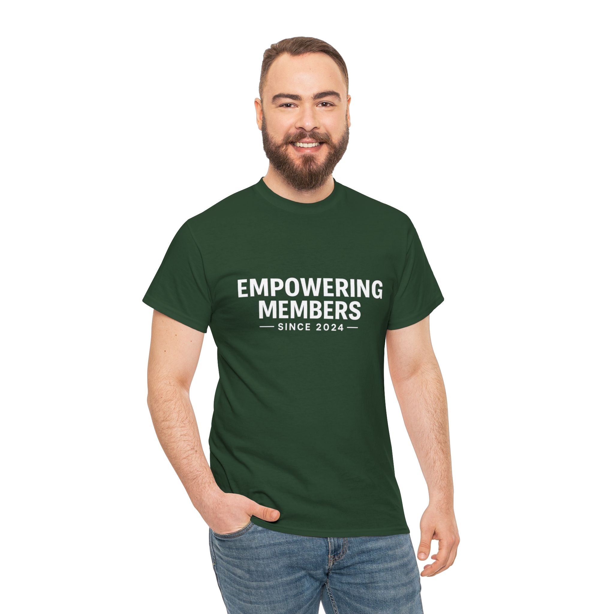 Empowering Members Tee — Minimalist Inspirational Graphic Shirt ("Empowering Members Since 2024")