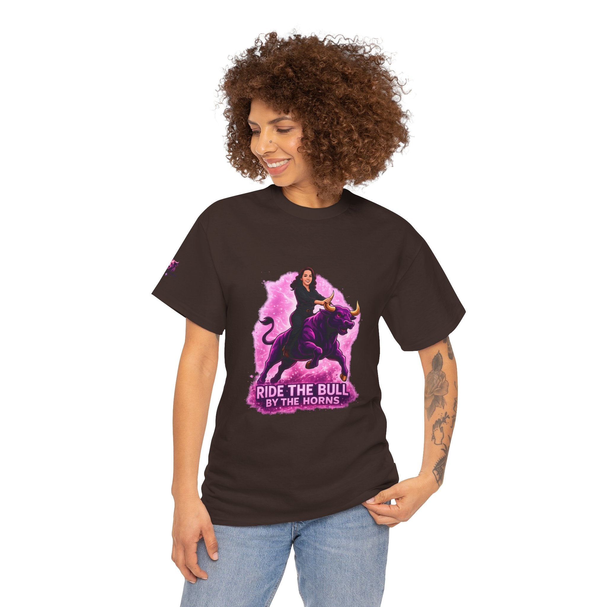 "Ride the Bull by the Horns" Womens Bullishmoon Tee — Empowerment Graphic T-Shirt