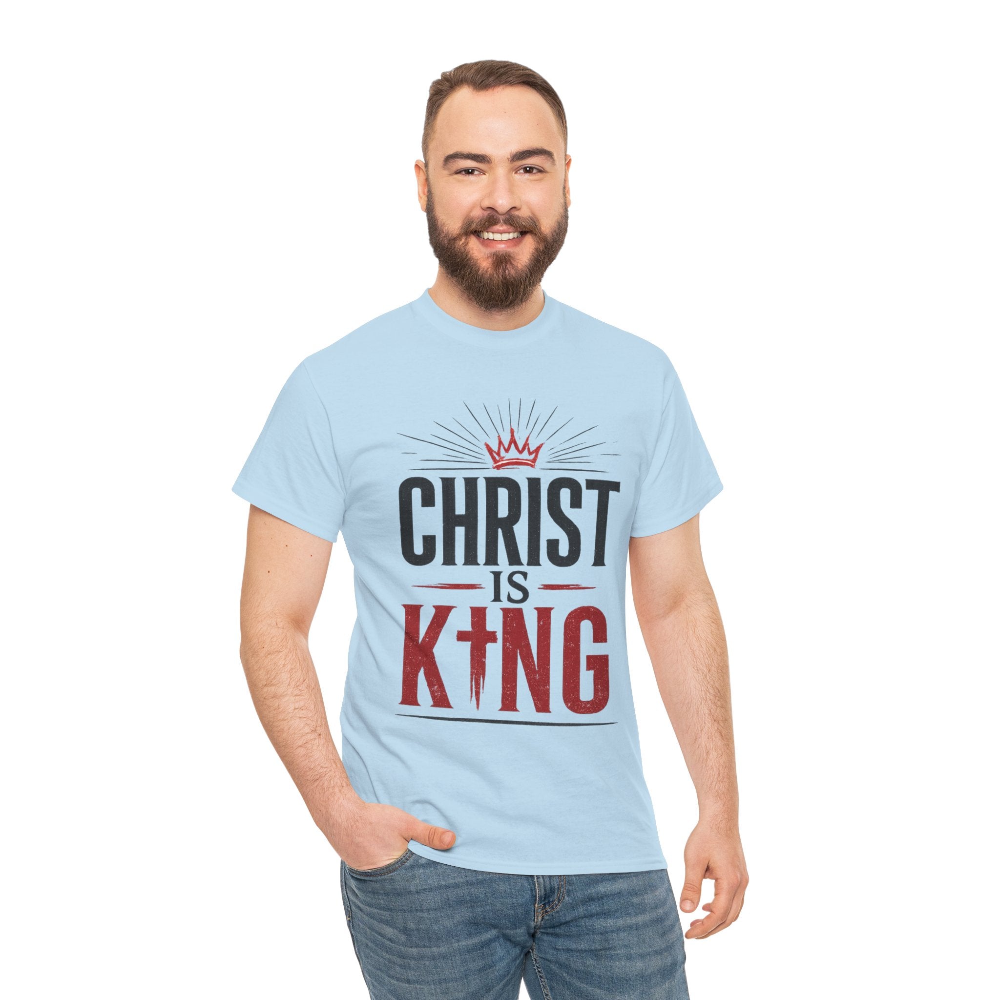 Christ Is King T-Shirt — Christian Faith Tee with Crown & Cross Design