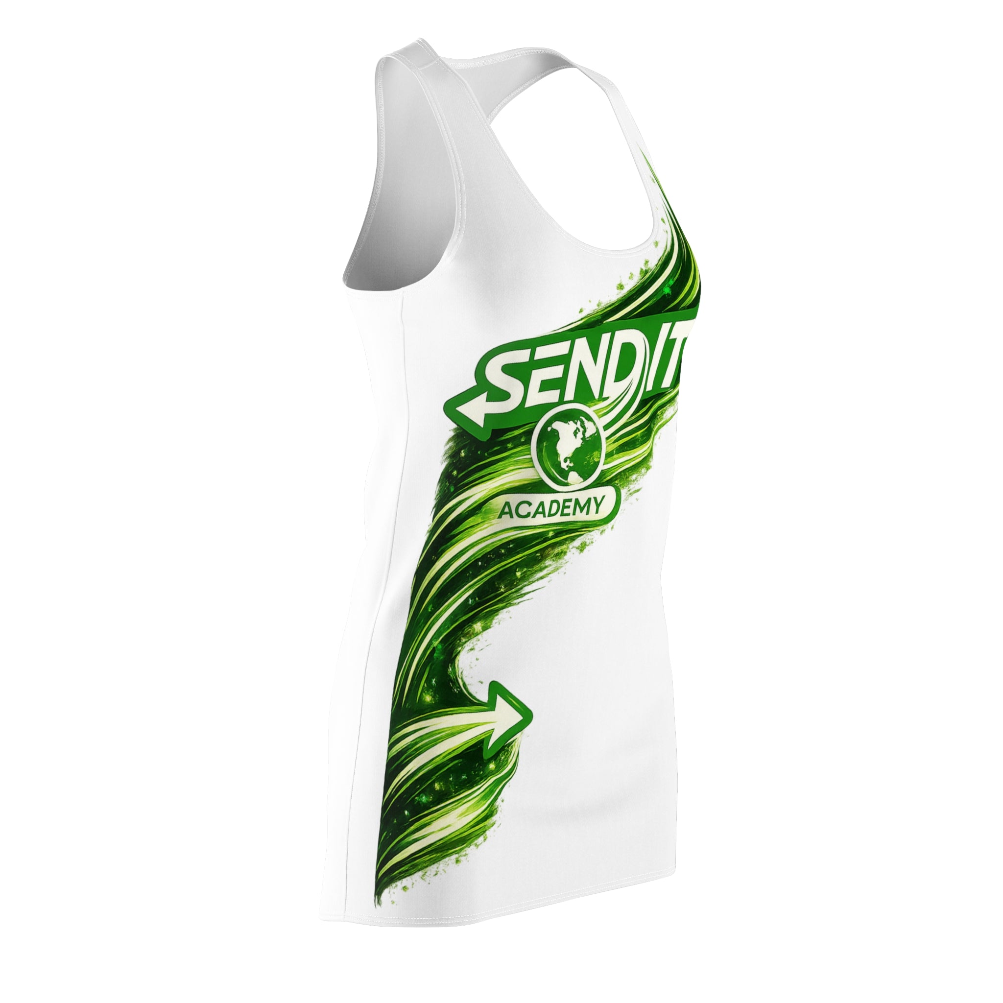 "Send It Academy" White Racerback Dress