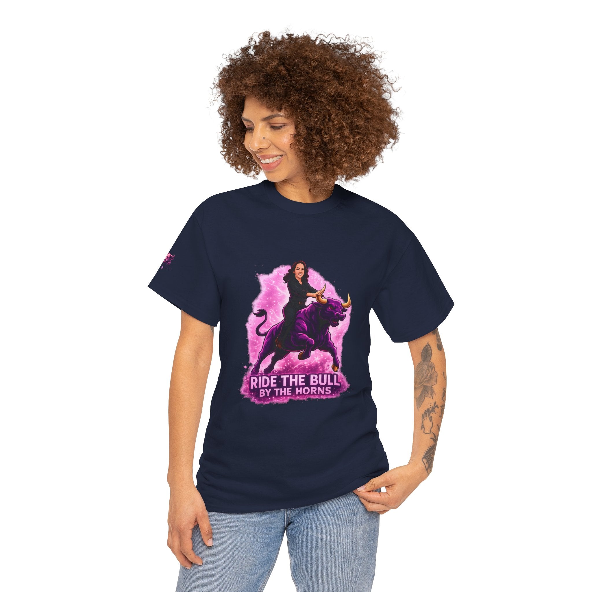 "Ride the Bull by the Horns" Womens Bullishmoon Tee — Empowerment Graphic T-Shirt