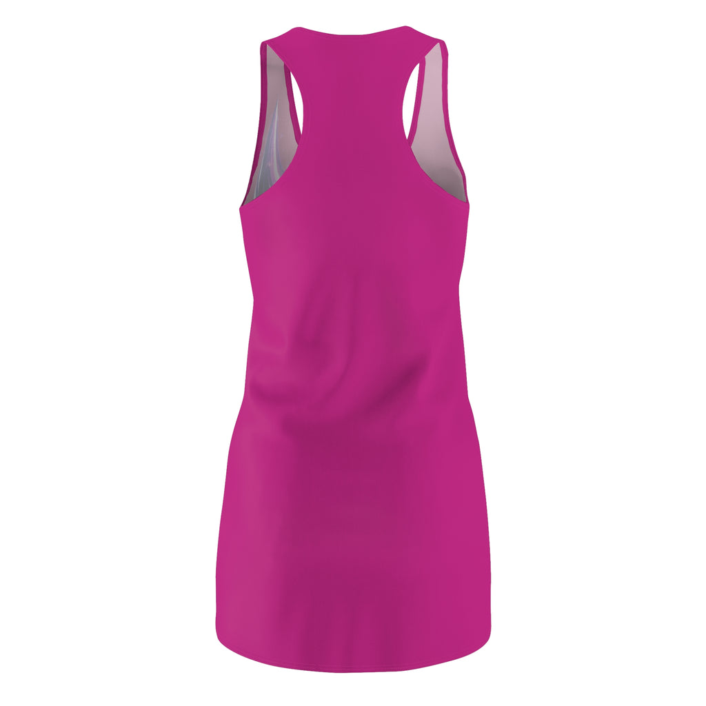 "Bullish Moon" Hot Pink Racerback Dress — Purple Cosmic Graphic Dress
