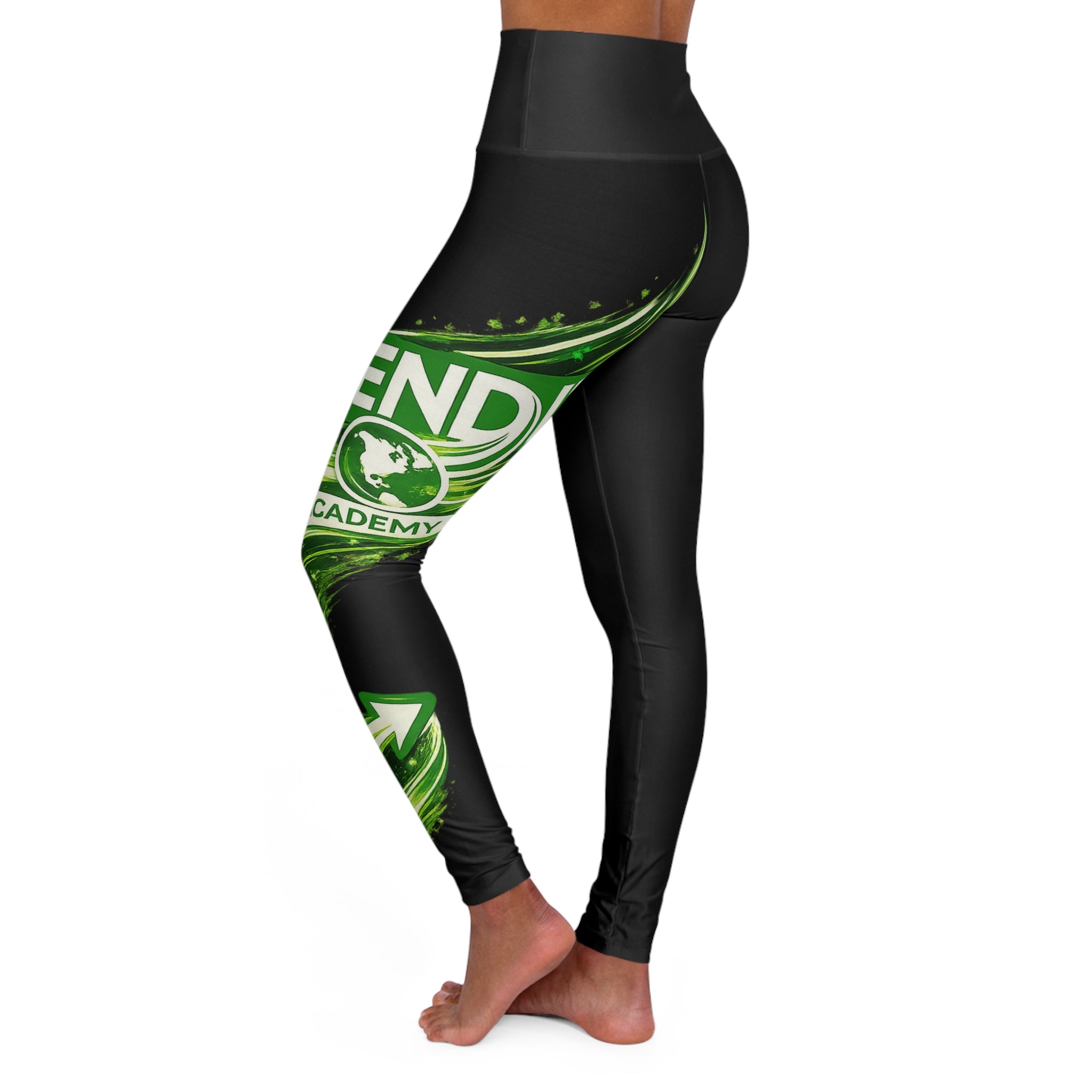 "Send It Academy" Yoga Leggings — Green Swirl High Waist