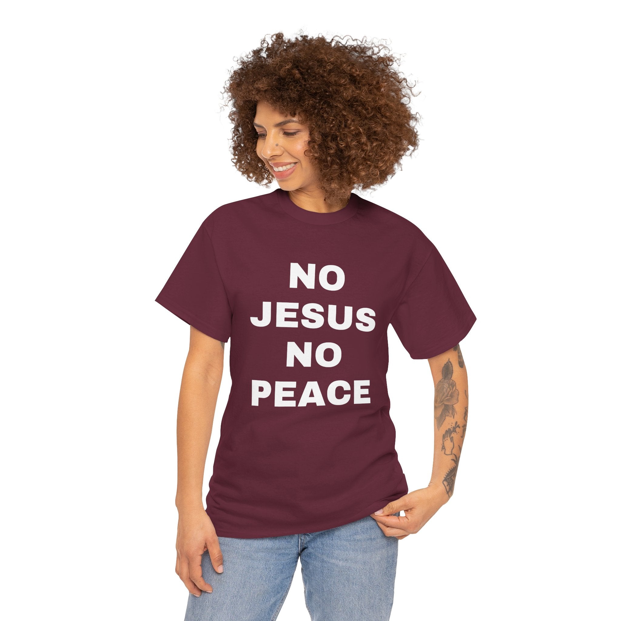 Religious T-Shirt — "No Jesus No Peace" Bold Gospel Tee
