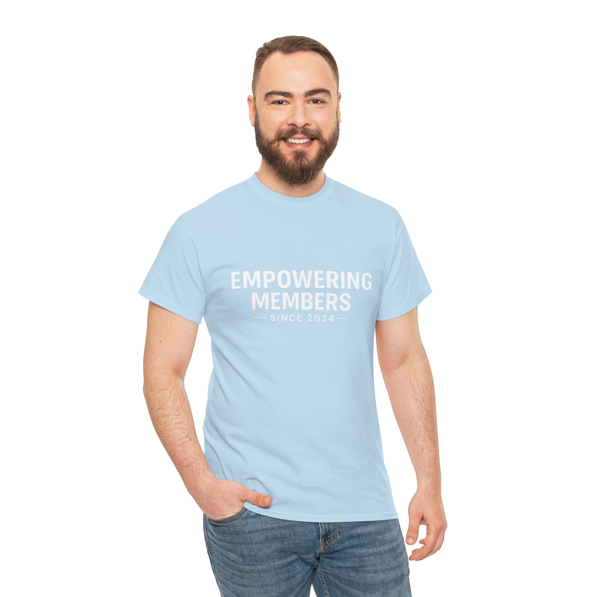 Empowering Members Tee — Minimalist Inspirational Graphic Shirt ("Empowering Members Since 2024")