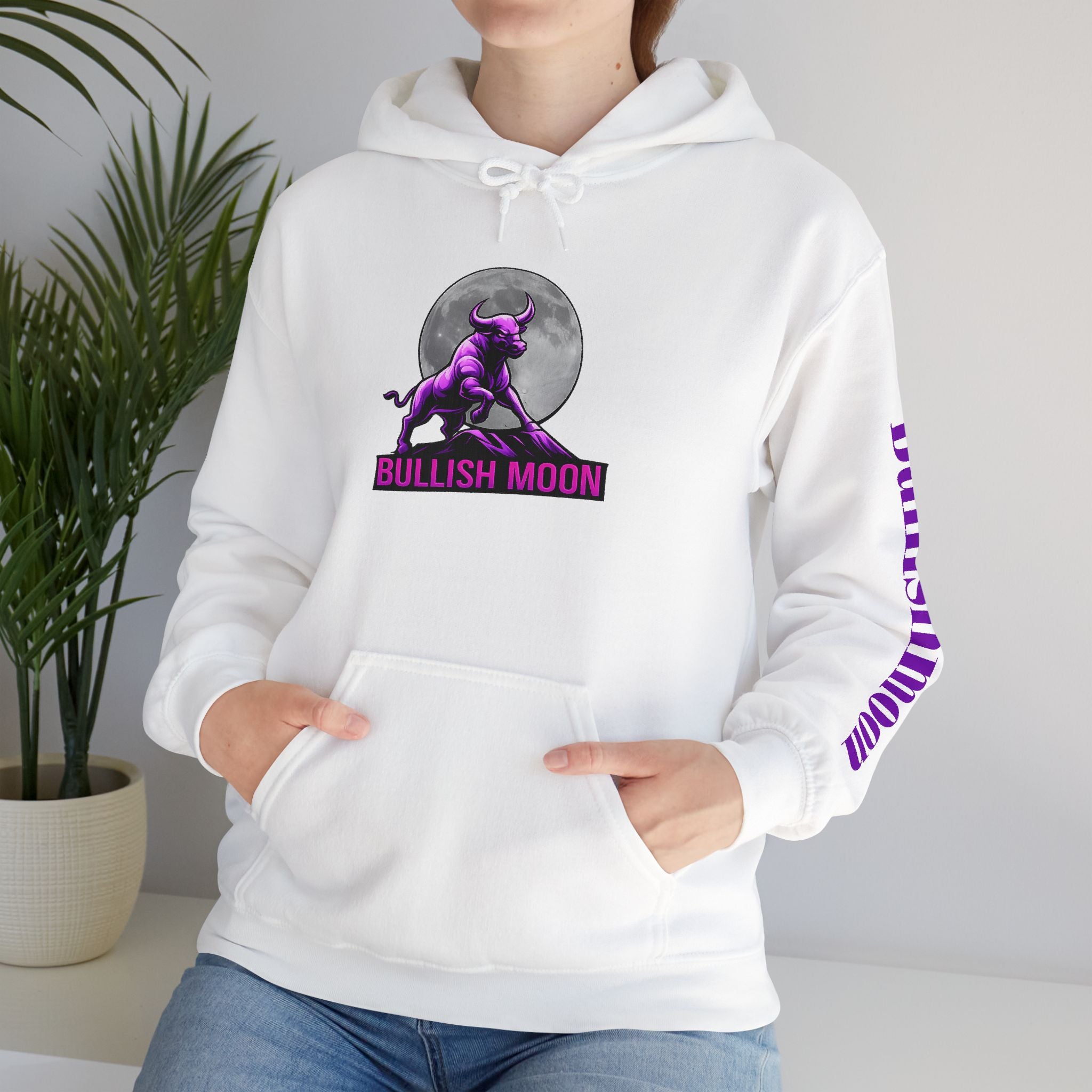 Bullish Moon Hoodie — Purple Bull Graphic Hooded Sweatshirt