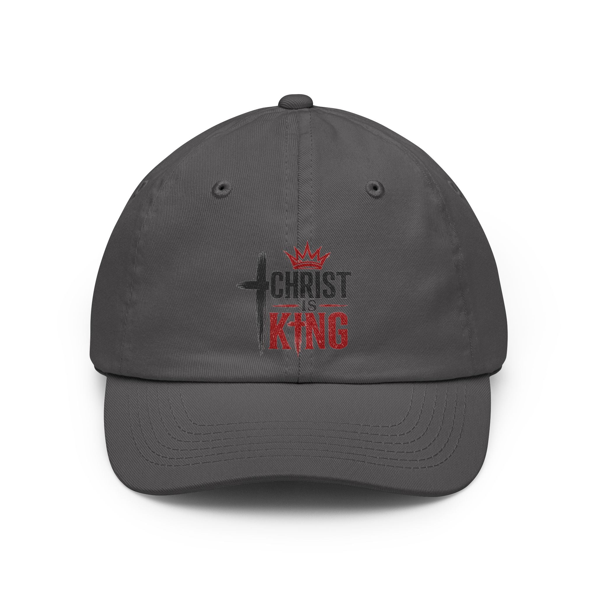 Christ Is King Hat — Religious Christian Baseball Cap with Cross & Crown Design