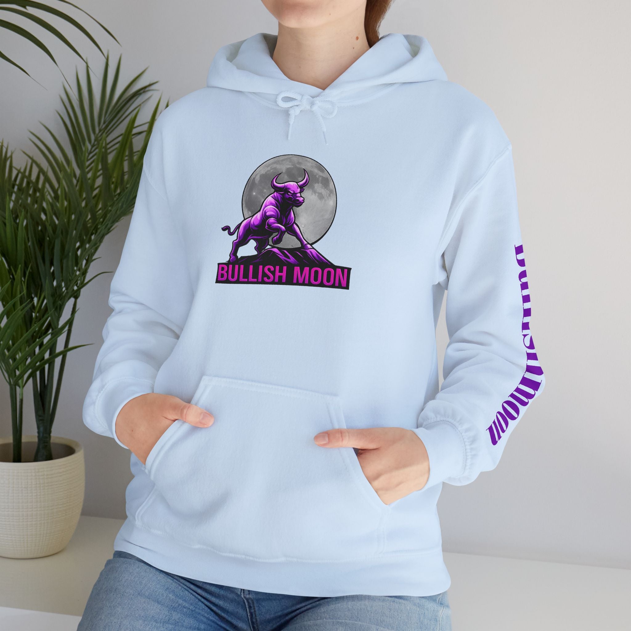 Bullish Moon Hoodie — Purple Bull Graphic Hooded Sweatshirt