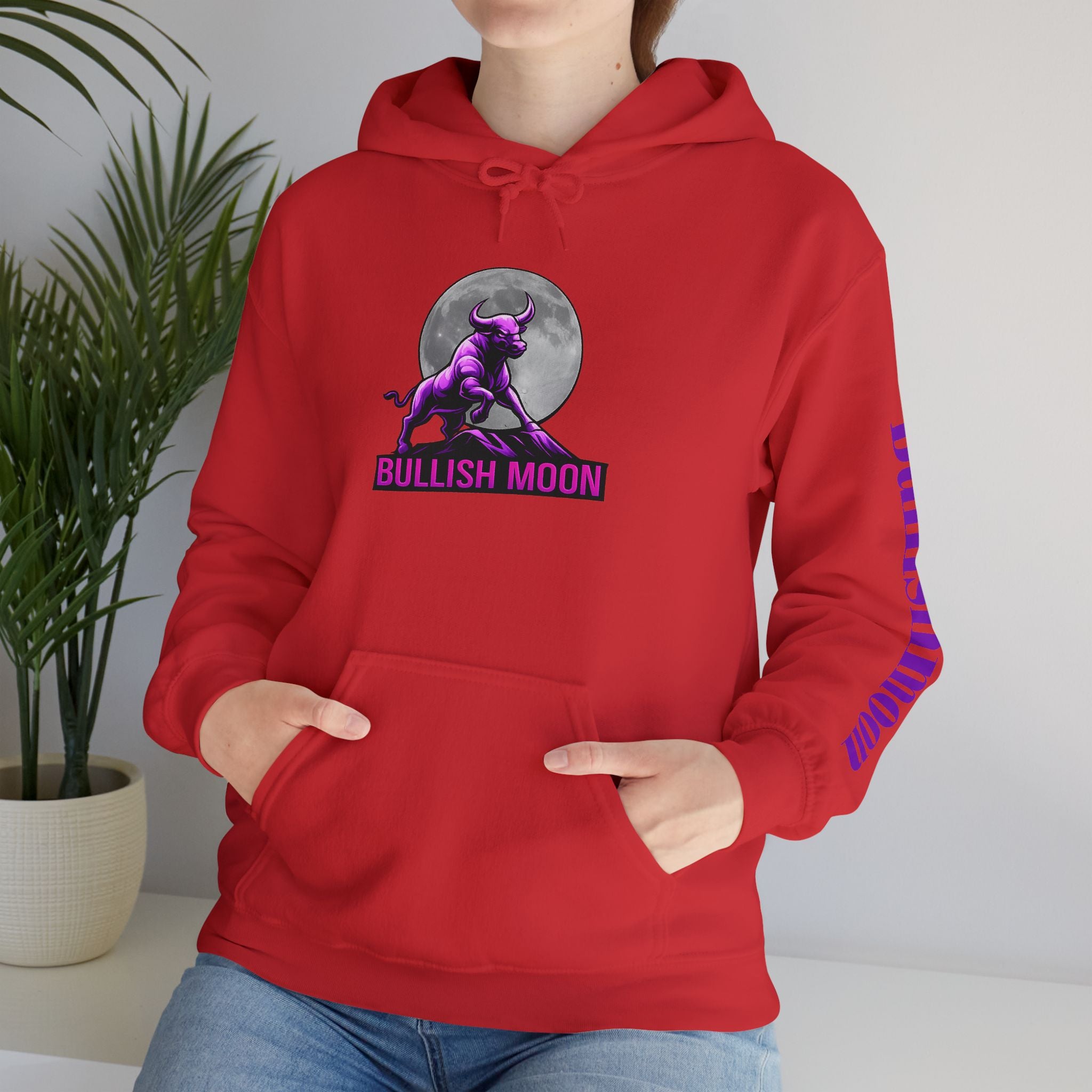 Bullish Moon Hoodie — Purple Bull Graphic Hooded Sweatshirt