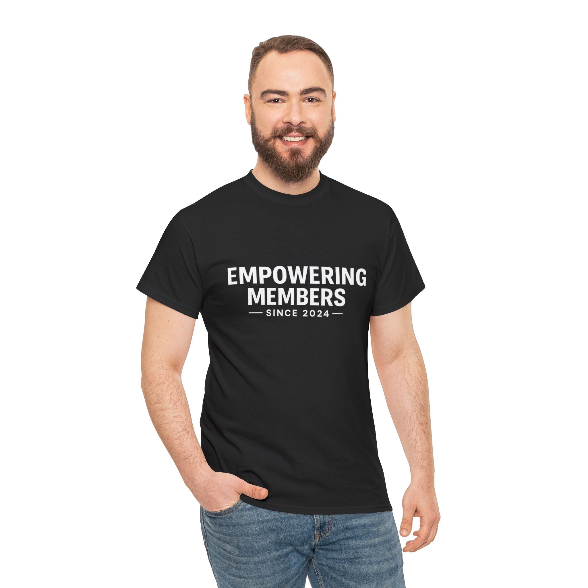 Empowering Members Tee — Minimalist Inspirational Graphic Shirt ("Empowering Members Since 2024")