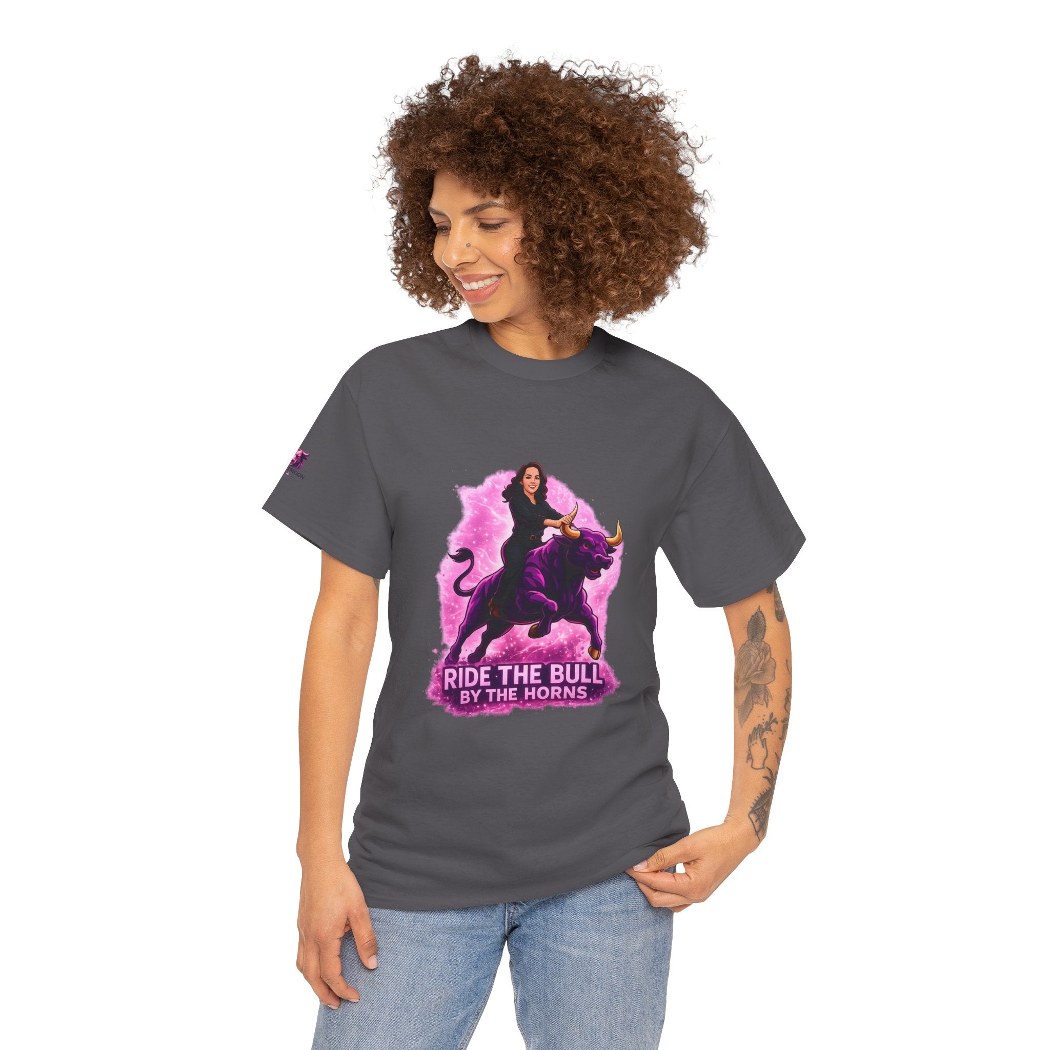 "Ride the Bull by the Horns" Womens Bullishmoon Tee — Empowerment Graphic T-Shirt