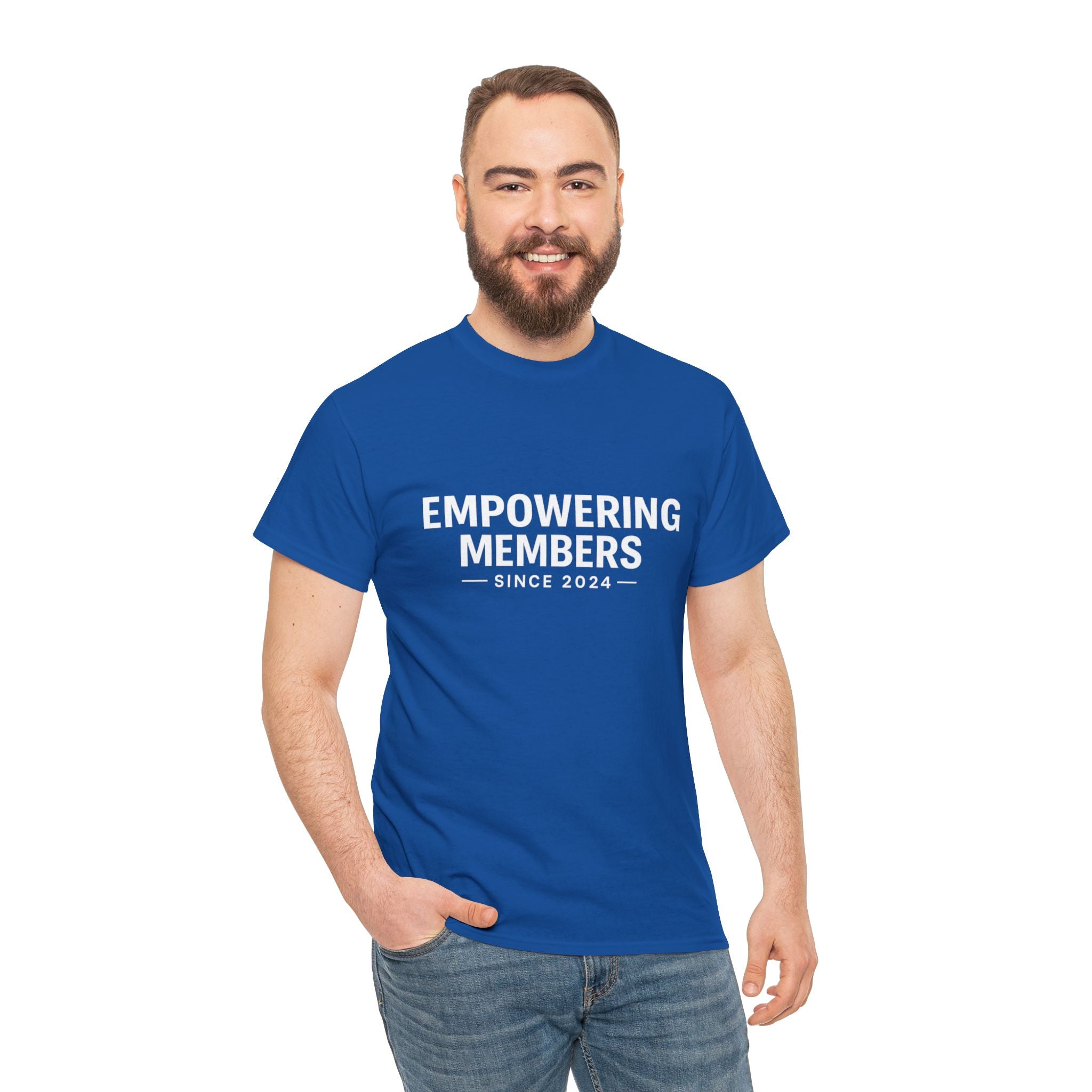 Empowering Members Tee — Minimalist Inspirational Graphic Shirt ("Empowering Members Since 2024")