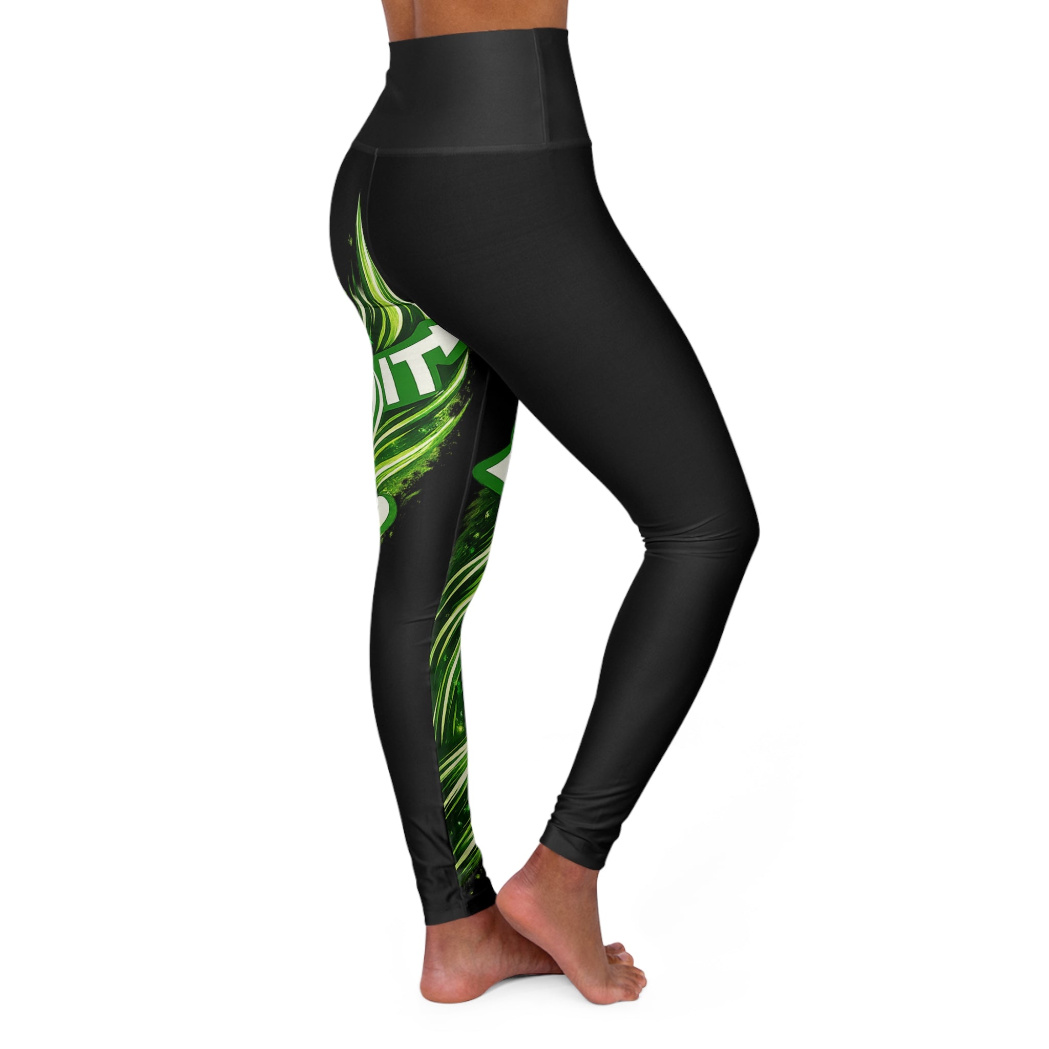 "Send It Academy" Yoga Leggings — Green Swirl High Waist