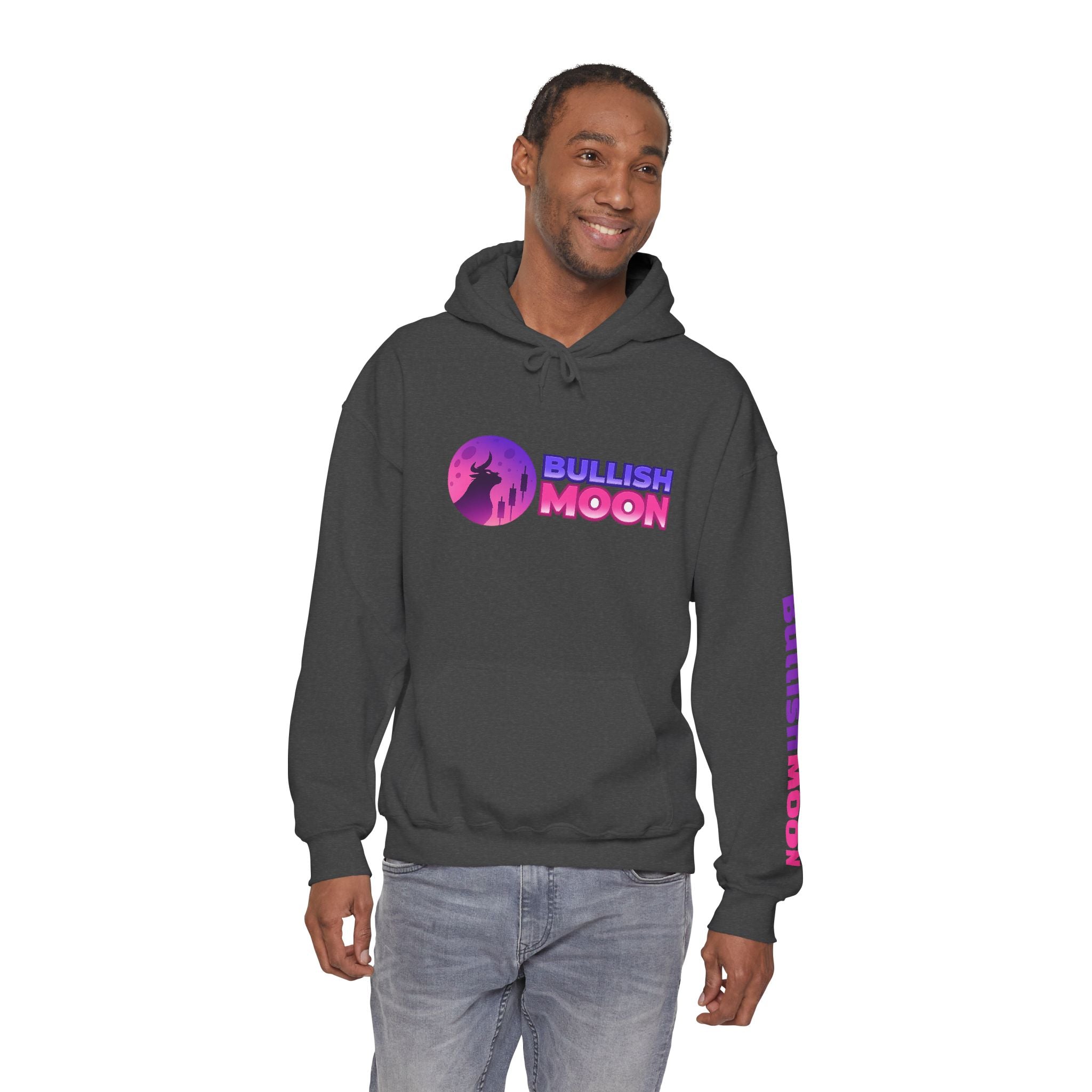 "Bullish Moon" Men's Hoodie — Crypto Trading Moonrise Graphic Hooded Sweatshirt