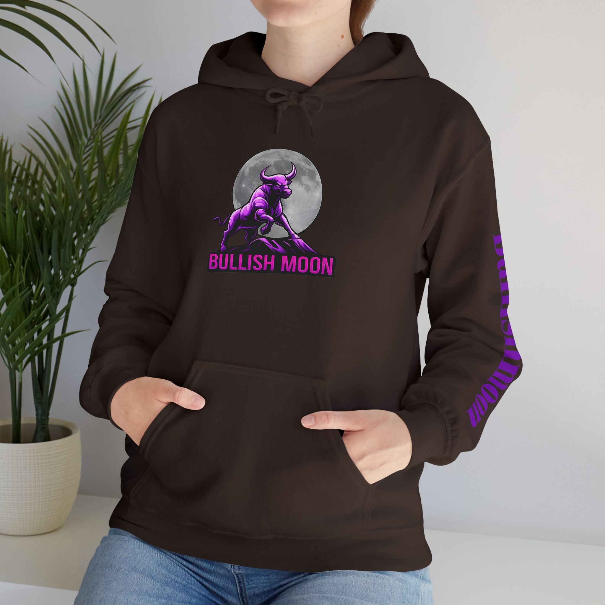 Bullish Moon Hoodie — Purple Bull Graphic Hooded Sweatshirt