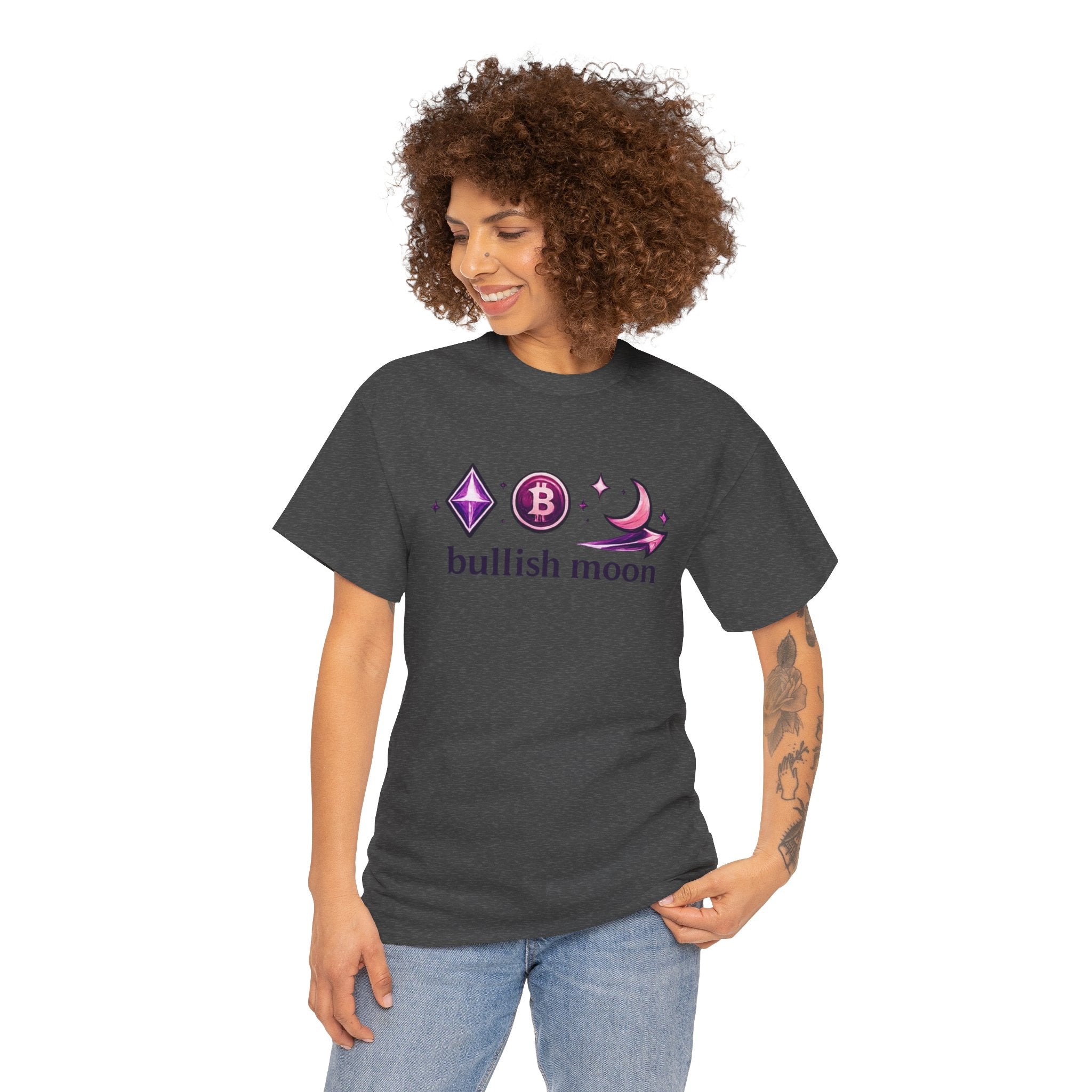 Bullish Moon Tee — Crypto Moonrise Bitcoin & Ethereum Graphic T-Shirt