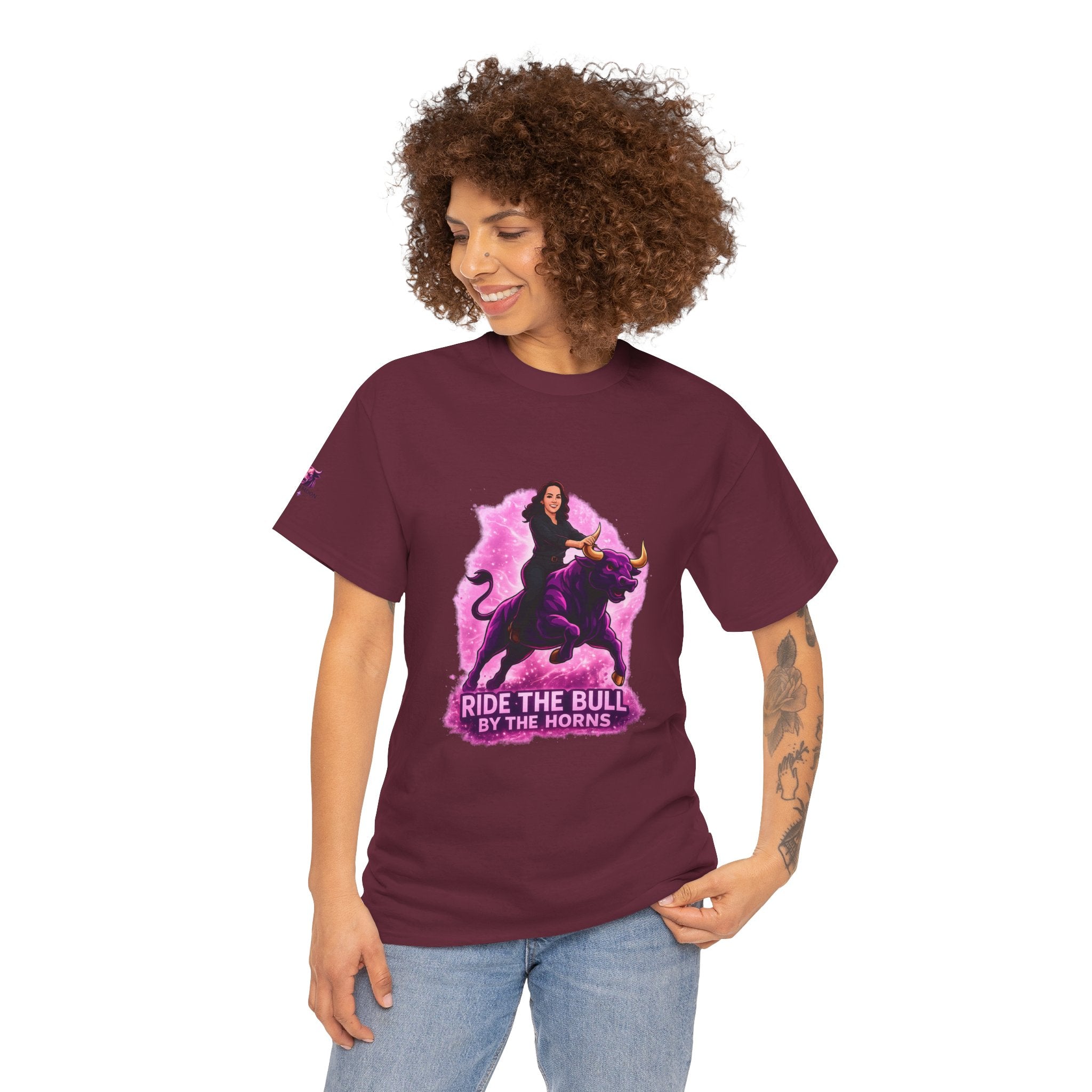 "Ride the Bull by the Horns" Womens Bullishmoon Tee — Empowerment Graphic T-Shirt