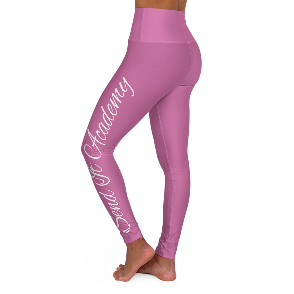 "Send It Academy" Pink High Waisted Yoga Leggings