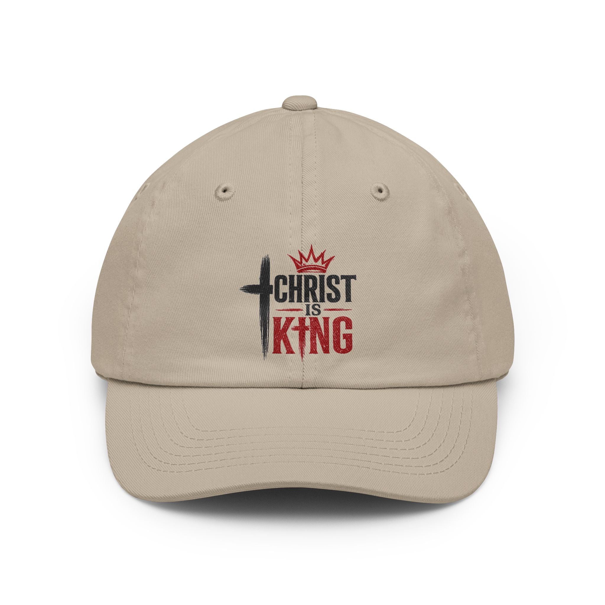 Christ Is King Hat — Religious Christian Baseball Cap with Cross & Crown Design