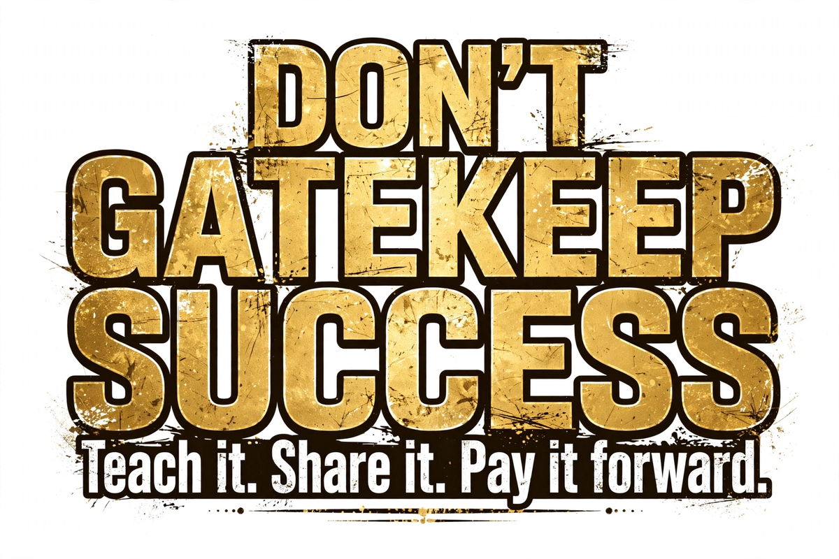 Do not gatekeep success gold distressed lettering